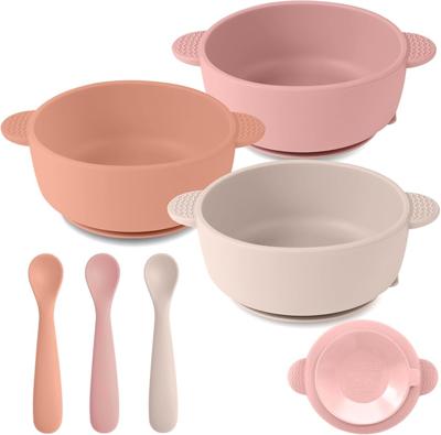 Amazon.com: Eascrozn Silicone Baby Feeding Set, 3 Pack Baby Bowls with Suction and 3 Pack Baby Spoons for Babies Toddlers Kids, BPA Free, Baby Utensil