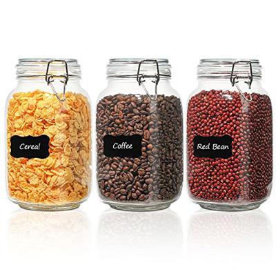 ComSaf Airtight Glass Canister Set of 3 with Lids 51oz Clear Food Storage Jars Square, Kitchen & Pantry Organization Food Storage Container for Cannin
