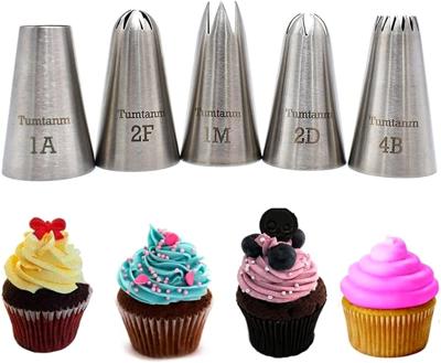 5 Pack Stainless Steel Seamless Piping Icing Tips, Large Piping Nozzle, Cake Decorating Tools for Baker : Amazon.co.uk: Home & Kitchen