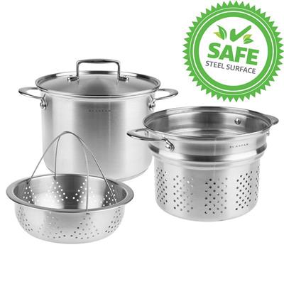 Scanpan – Satin 18/10 Stainless Steel Induction 3pc Multi Pasta/Steamer Pot Set 24cm