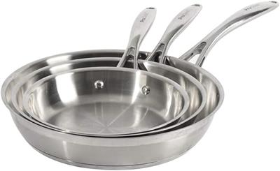 ProCook Professional Stainless Steel Frying Pan Set Uncoated Induction & Oven Safe Pans Dishwasher Safe Cookware - 3 Piece, 20/24/28 cm : Amazon.co.uk