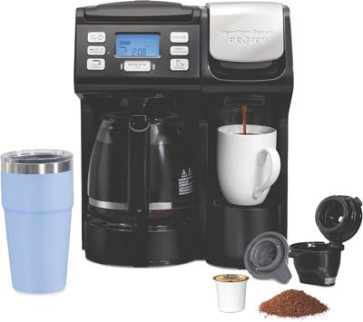Amazon.com: Hamilton Beach FlexBrew Trio 2-Way Coffee Maker, Compatible with K-Cup Pods or Grounds, Combo, Single Serve & Full 12c Pot, Black - Fast B