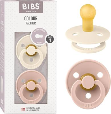 BIBS Colour Soother 2-Pack, BPA Free Dummy Pacifier, Round Nipple. Natural Rubber Latex, Size 1 (0-6 Months), Ivory/Blush : Amazon.co.uk: Baby Product