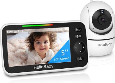 HelloBaby Baby Monitor,Hb6550 with Camera and Night Vision, 5Display with 30-Hour Battery, Pan-Tilt-Zoom Video Baby Monitor No WiFi, 2-Way Talk, Tem