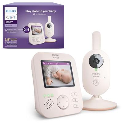 Philips Avent Advanced Video Baby Monitor - Private and Secure Baby Monitor with Camera and Audio in Coral Cream, 2.8 (7.1 cm) Display, x2 Zoom, Nigh