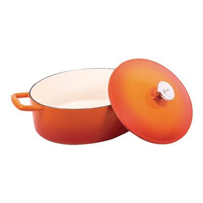 Lagostina Tuscan Collection Oval Casserole Dish, Enamelled Cast Iron, Orange, 5qt