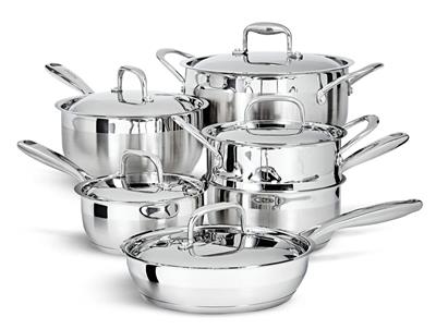 PADERNO Canadian Classic Stainless Steel Cookware Set, Dishwasher & Oven Safe, 11-pc