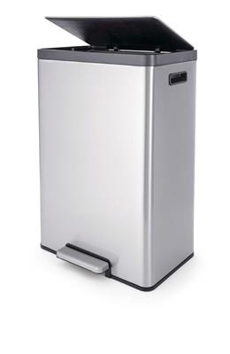 type A Wide Stainless Steel Rectangular Step Garbage Can with a Slow Close Lid, 45-L