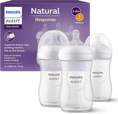 Philips Avent Natural Response Baby Bottle - 2 x 125ml Baby Milk Bottle for Newborns and Up, BPA Free, 0+ Months (Model SCY900/02) : Amazon.co.uk: Hea