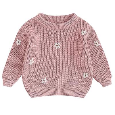Mubineo Baby Girl Winter Clothes Cute Flower Sweater Crewneck Pullover Long Sleeve Knit Newborn Infant Sweaters (US, Age, 12 Months, 18 Months, Dusty