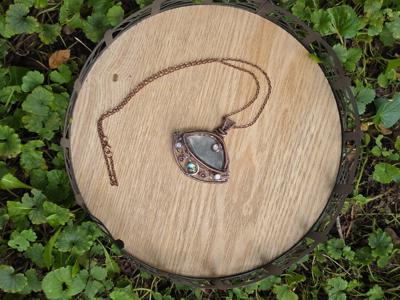 Purple Labradorite UFO Pendant With Garnet, Mother of Pearl, Moonstone Accents - Etsy