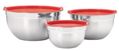 MASTER Chef Stainless Steel Mixing Bowls with Plastic Lids, 3-pk