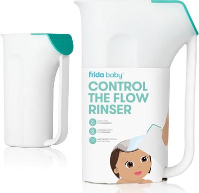 Frida Baby Control The Flow Bath Rinse Cup | Rinser Cup to Wash Hair + Body | Rinser Cup for Bath Time with Easy Grip Handle + Removable Rain Shower :