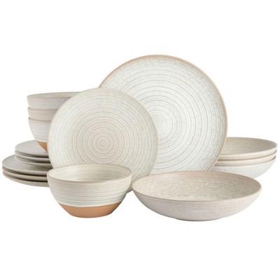 Gibson Elite Dreamweaver 16-Piece Double Bowl Terracotta Reactive Dinnerware Set Off-White : Target