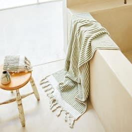 Shop Ama Stripe Hand Towel - Olive Green Online | Bed Bath N Table