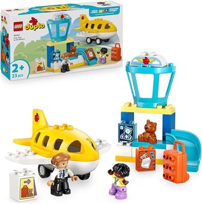 LEGO DUPLO First Time at the Airport - Educational Motor Skills Toy for Toddlers incl. a Plane, 2 Figures & a Teddy Bear - Birthday Gift for 2  Year O