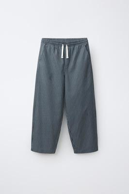 STRIPED BAGGY PANTS - Mid-blue | ZARA United States