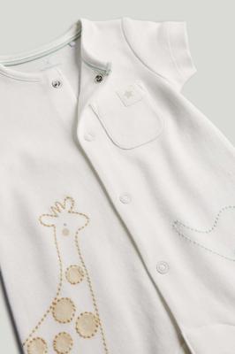 Mothercare Unisex Soft Jungle Printed Short Sleeve Romper - White