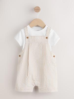 Buy Neutral Stripe Woven Dungaree and Bodysuit Baby Set (0mths-2yrs) from Next India