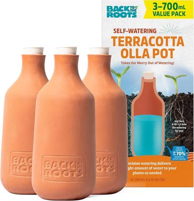 Amazon.com: Back to the Roots Self-Watering Terracotta Olla Pot (Pack of 3), 700mL Provides 1 Week of Precision Watering : Patio, Lawn & Garden