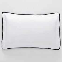 Bermuda Pillowcase Tailored Pair | White & Ink | Provincial Home Living