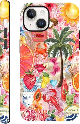 Amazon.com: Case Compatible with iPhone 13 / iPhone 14 6.1, Summer Beach Collage Fruit Seafood Phone Case Aesthetic Art Cover, Protective Scratch Resi