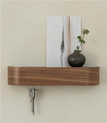 Kazai. Key Holder for Wall Toke | Minimalist Key Hooks Wall Mounted Design from Berlin | Modern Wooden Key Hanger with Shelf | Key Rack for Stylish