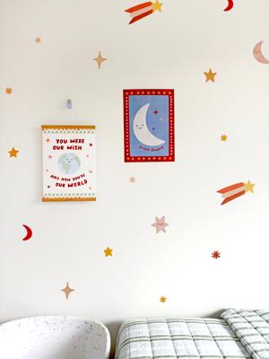 Moon & Stars Fabric Wall Stickers – Lauren Sissons Studio