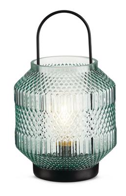 CANVAS Gem Decorative Battery-Operated Frosted Glass Lantern, 10-in, Green