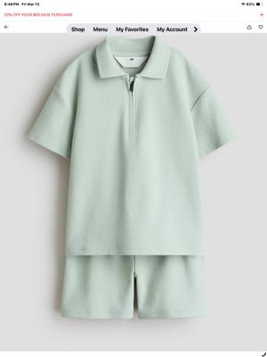 2-Piece Textured Jersey Set - Light dusty green - Kids | H&M US