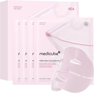 medicube Jelly Gel Mask with Salmon DNA PDRN Pink Collagen, 4EA | Overnight Face Mask for Glass Glow Skin - Elasticity, Hydrating, Firming and Moistur