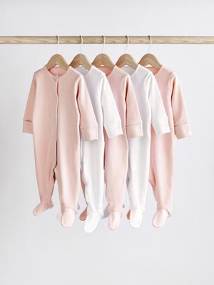 Buy Pink/White 5 Pack Baby Sleepsuits (0-2yrs) from Next Canada