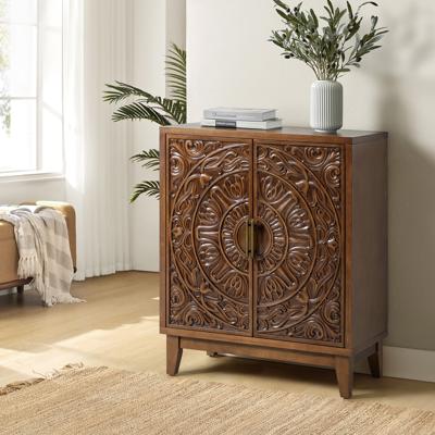 Bungalow Rose Altamae 30W Distressed Finish Hidden Drawer Accent Cabinet & Reviews | Wayfair