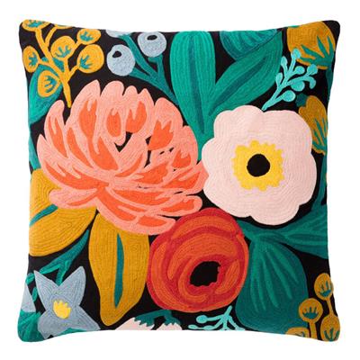 Rifle Paper Co. Black Bright Florals Throw Pillow - World Market