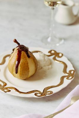 Benedita Gold Bow Stoneware Side Plates, Set of 4 | Anthropologie