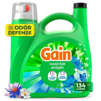 Gain Laundry Detergent Liquid, Now with Odor Defense, Waterfall Delight Scent, 177 fl oz, 134 Loads - Walmart.com
