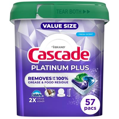 Cascade Dishwasher Pods Platinum Plus, 57 Count, Food Residue Removal, Fresh Scent - Walmart.com