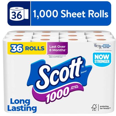 Scott 1000 Septic-Safe Quick Dissolve Toilet Paper, 36 Rolls - Walmart.com