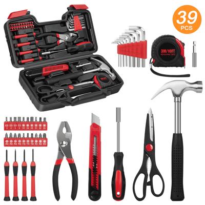 Cshidworld 39 Piece Household Tool Set with Toolbox Red, Durable Hand Tools for DIY, Home, Garage, Office - Walmart.com