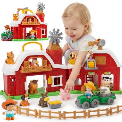 30-Piece Upgraded Farm Animal Big Barn Playset Gifts for Toddlers Christmas | Montessori Learning Toys for 18 Months Olds Girls Boys|Pretend Animal wi