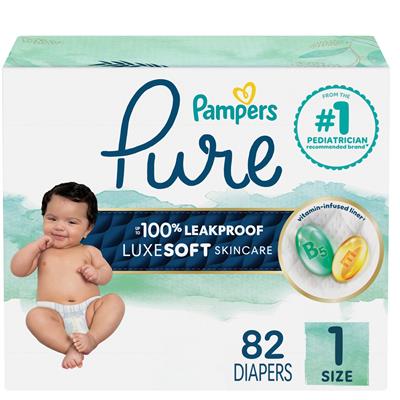 Pampers Pure Baby Diapers, Size 1 (8-14 lbs), 82, Up to 100% Leakproof, Premium Hypoallergenic Soft Diapers, 82 Count - Walmart.ca