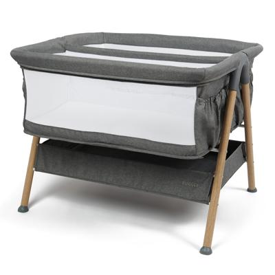Puggle Dreamy Twin Bedside Crib - Grey | The Nursery Store
