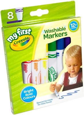 CRAYOLA MyFirst Washable Markers - Assorted Colours (Pack of 8) | Easy-Grip Markers Ideal for Toddlers Hands | Ideal for Kids Aged 12+ Mon