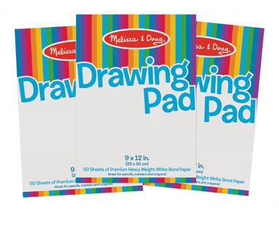 Melissa & Doug Drawing Paper, Sketch Pad, 3-Pack Bundle for Coloring, Writing or Painting (9 x 12 inches) - 50 Sheets Each, Kids Drawing P
