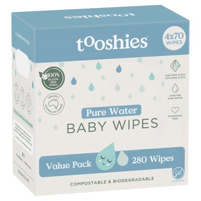Tooshies Pure Water Wipes 280Pk | Baby Bunting AU