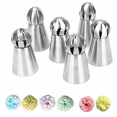 Russian Piping Tips Set, Airlxf 6PCS Stainless Steel Icing Piping Nozzles Tips Cake Cupcake Decorating Supplies Kit Flower Frosting Tips DIY Icing Pip