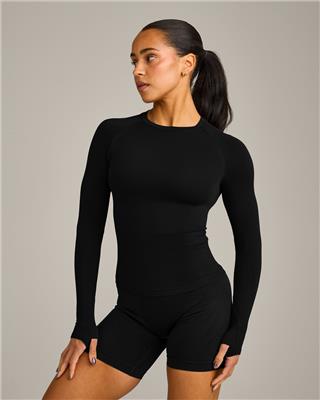 Oner Seamless Fitted Long Sleeve Top in Soft Black | Oner Active AU