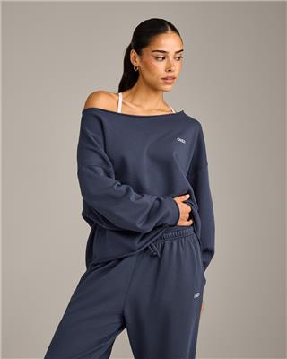 Raw Cut Lounge Off-The-Shoulder Sweatshirt Light Grey Marl