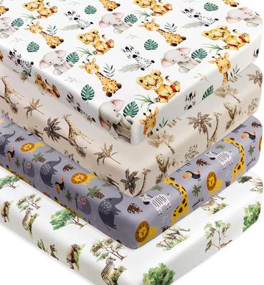 Amazon.com: 4 Pack Safari Jungle Animals Neutral Unisex Fitted Nursery Baby Sheets Set Toddler Mattress Sheets for Baby Boys or Girls (Crib Sheets) :