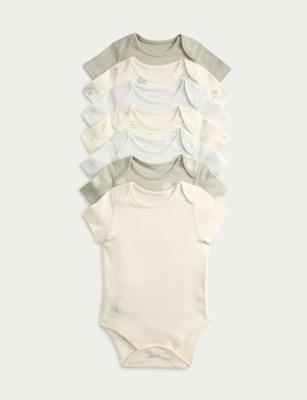 7 Pack Pure Cotton Frog Print Bodysuits (0-3 Yrs) | M&S | M&S